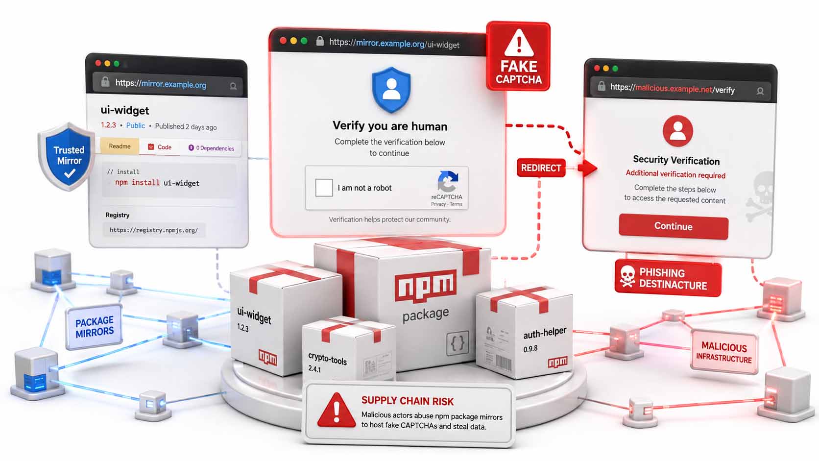 24 npm Packages Abuse unpkg Mirrors to Host Fake Cloudflare CAPTCHA Pages