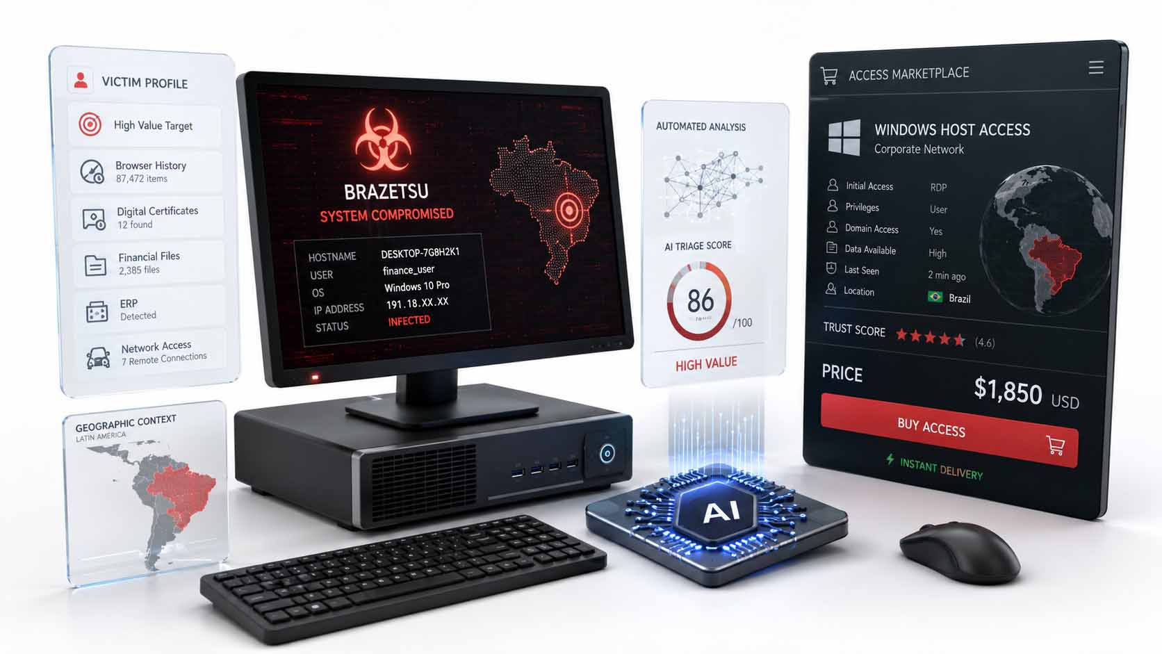 BraZetsu Malware Turns Windows PCs Into Criminal Marketplace Inventory