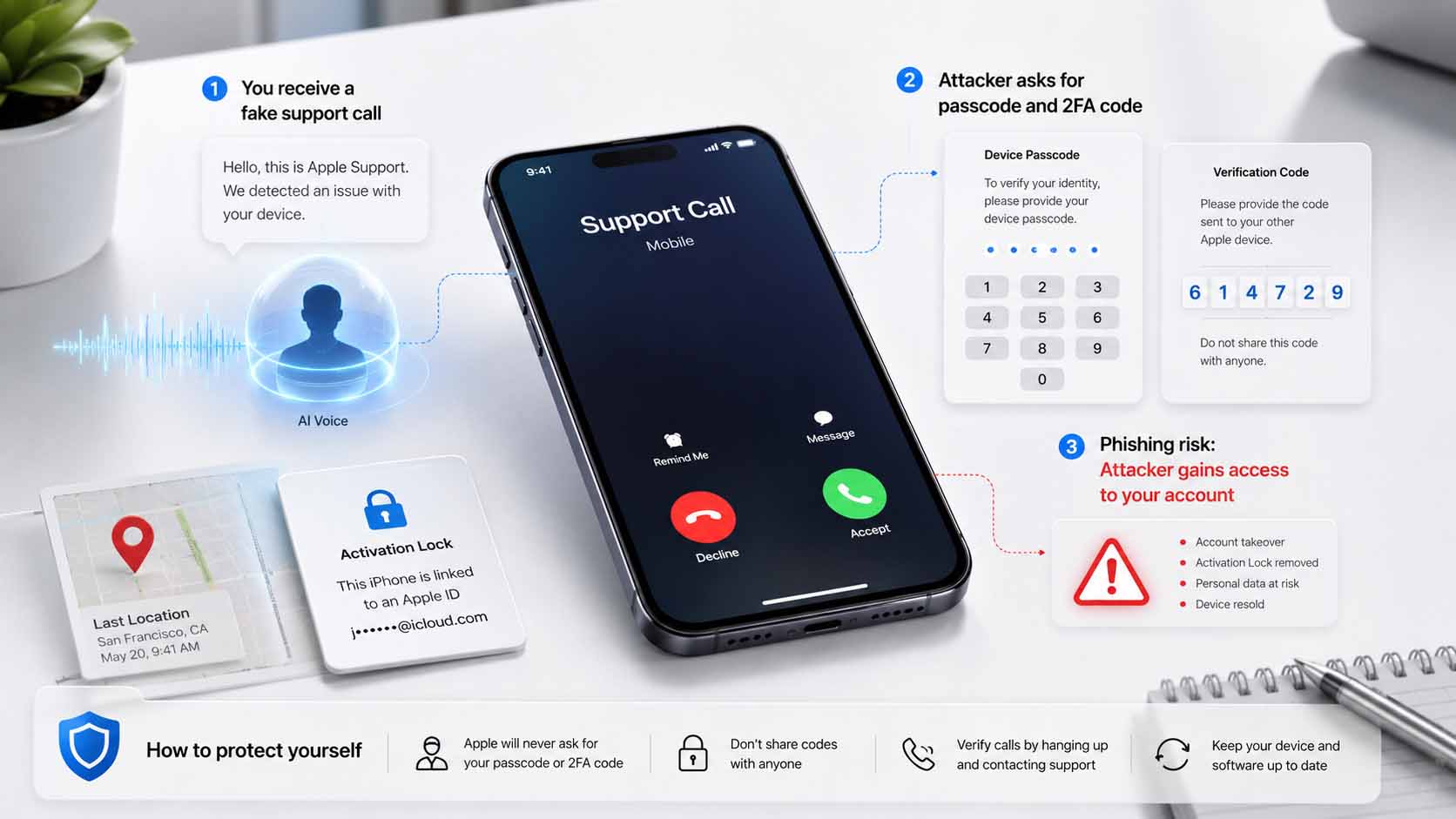 Fake Apple Support AI Calls Steal iPhone Passcodes and 2FA Codes