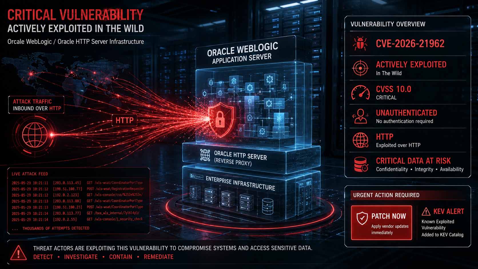 Oracle WebLogic CVE-2026-21962 Actively Exploited in Attacks